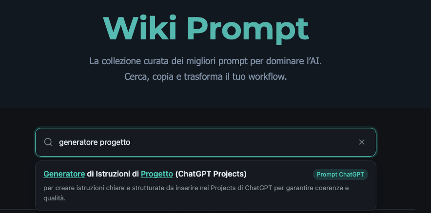 wiki prompt per progetti di chatgpt