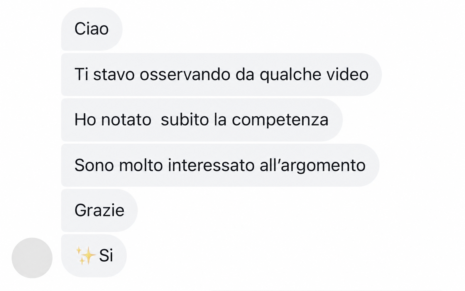Messaggio ricevuto: ho notato subito la competenza